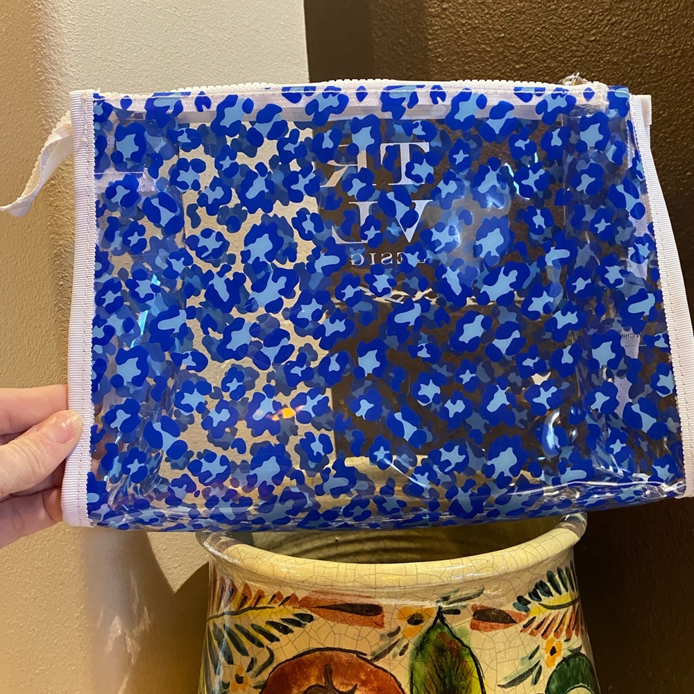 TRVL blue camo clear bag
